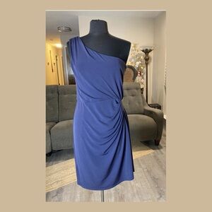 Max & Cleo One-Shoulder Dress in Deep Blue